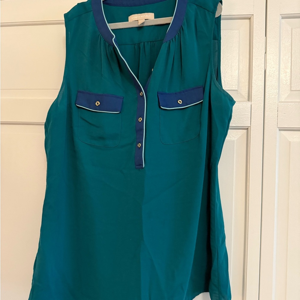 Banana Republic Sleeveless Blouse with Blue Accents